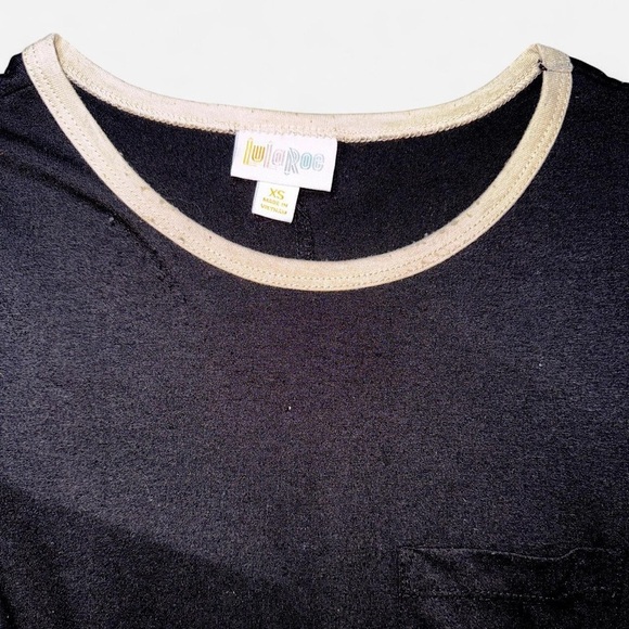 LulaRoe “Carly” Black High-Low Cotton Dress with Cream Detailing - Picture 4 of 6